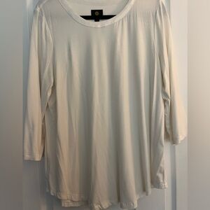 JM Collection Long Sleeve Cream Tee